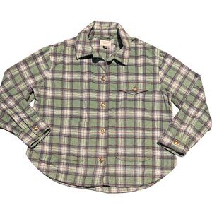 American Eagle Plaid Flannel Button-Up Shirt Shacket L Long Sleeve Classic Fit